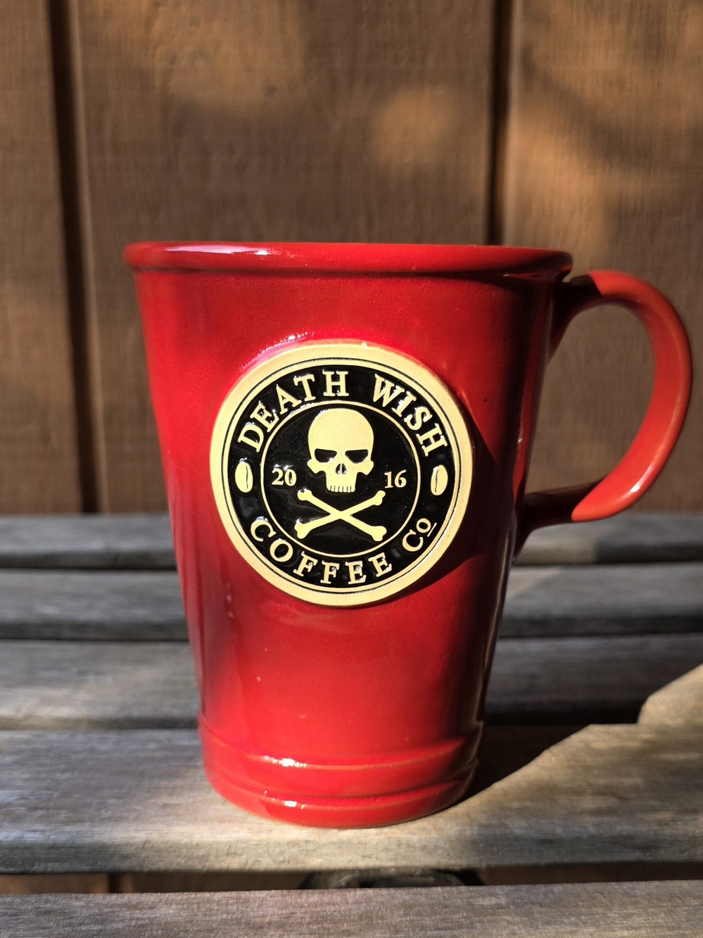 Rare 2016 Deneen Pottery Death Wish Coffee Co. Red Skull Ceramic Mug